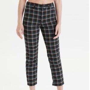 American Eagle Plaid Super High Rise Skinny Trouser Pants 8 Dark Academia